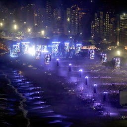 Open-Air-Konzertgelände am Strand der Copacabana in Rio de Janeiro, Brasilien