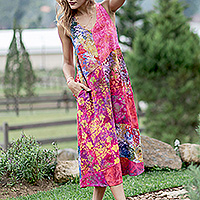 Batik rayon dress, Pink Patchwork Dreams