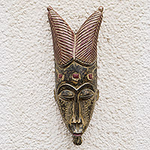 Hand Carved Wood Mask, 'Bravery'