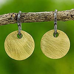 Artisan Crafted Gold Plated Dangle Earrings from Thailand, 'Golden Morning'