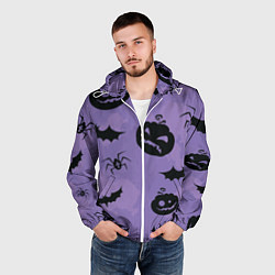 Ветровка с капюшоном мужская Фиолетовый хэллоуин, цвет: 3D-белый — фото 2