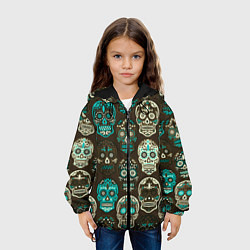 Куртка с капюшоном детская Черепа с узорами, цвет: 3D-черный — фото 2