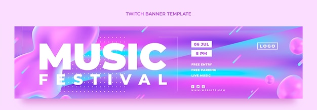 Free vector gradient colorful music festival twitch banner