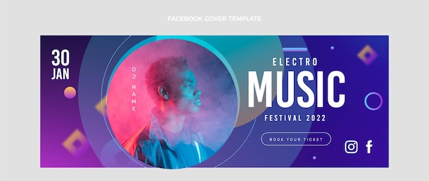Free vector gradient music festival facebook cover