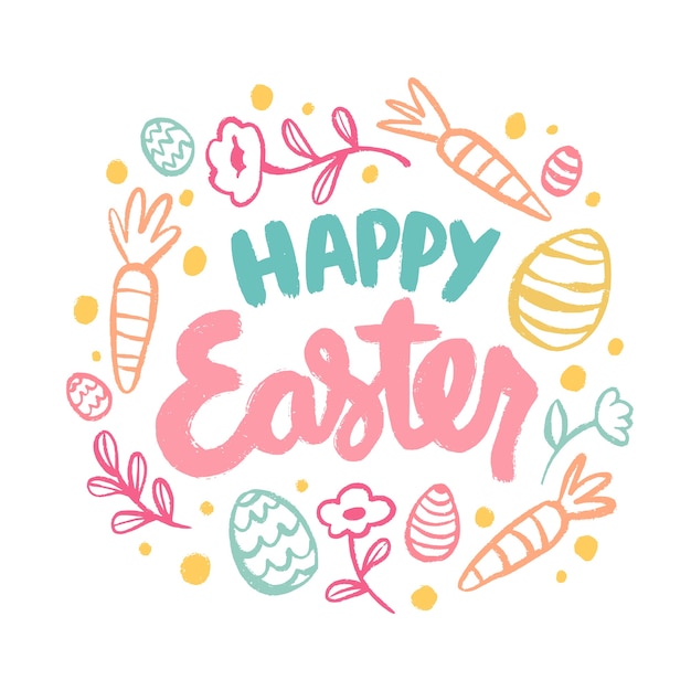 Hand drawn happy easter day concept