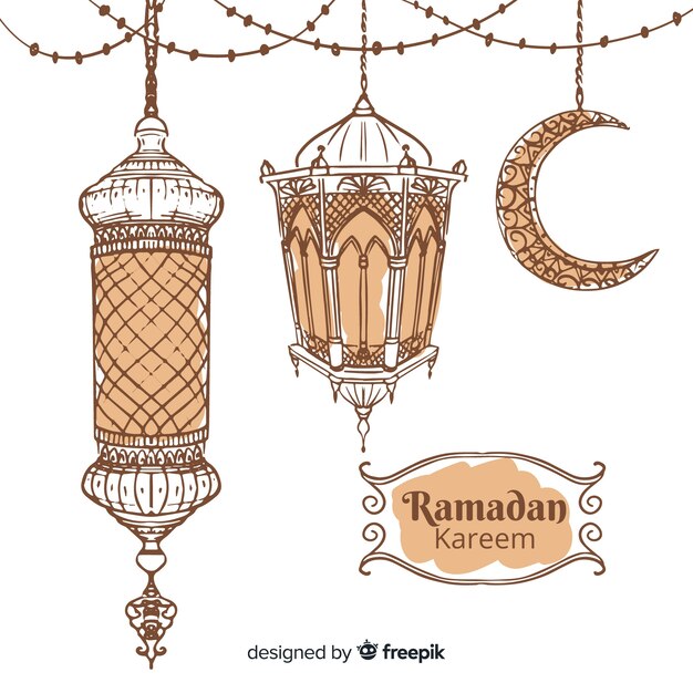 Hand drawn ramadán background