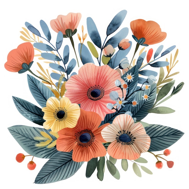 Free photo beautiful watercolor floral arrangement