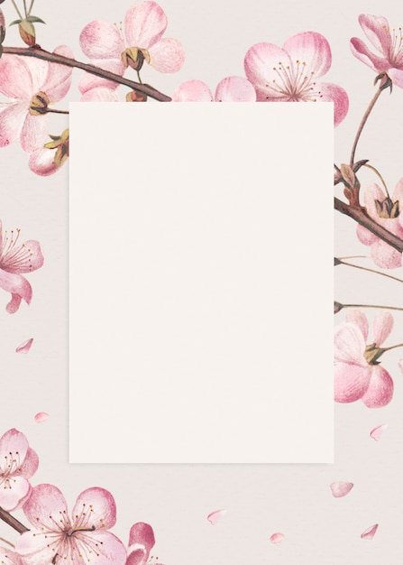 Free photo blank pink floral frame design