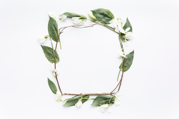 Free photo frame from twigs and snowdrops