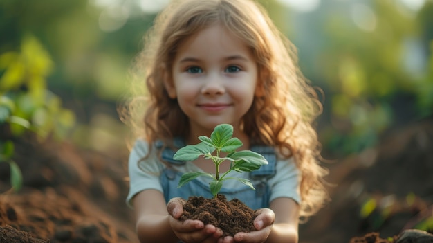 Ребёнок заботится и защищает мать-землю в День Земли