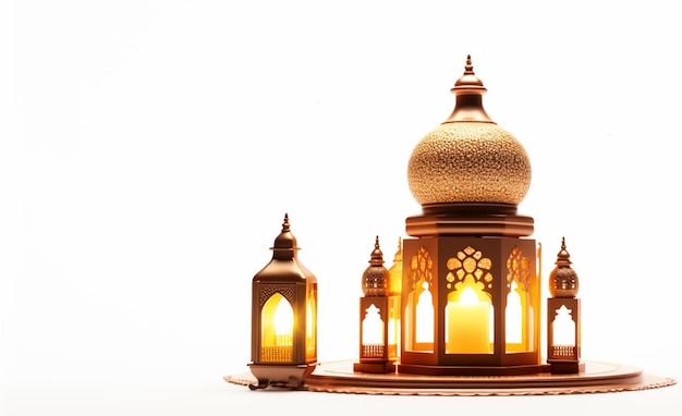 Free photo ramadan background with mosque illuminated with candles