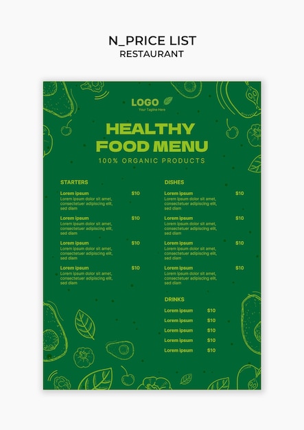 Free PSD healthy food restaurant template