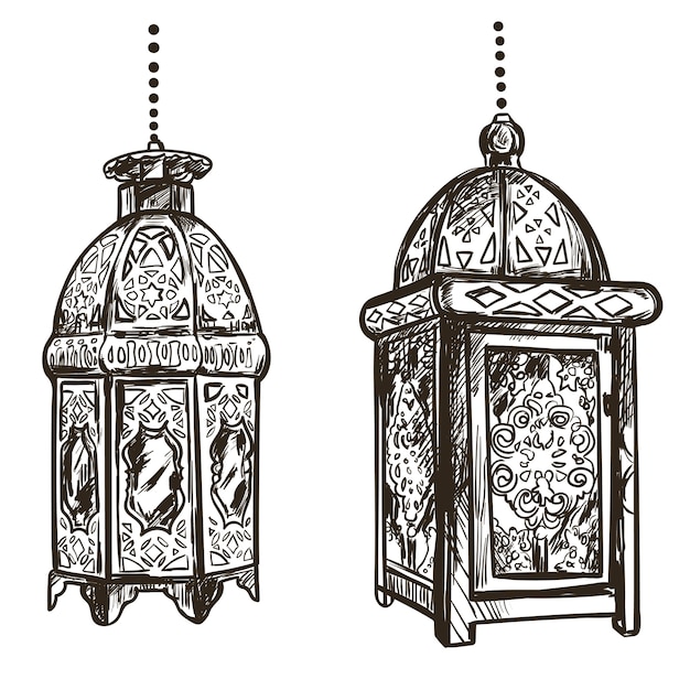 Illustration of Ramadan kareem with oriental lantern
