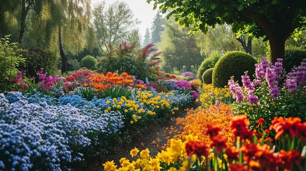 Photo very nice colored flower garden