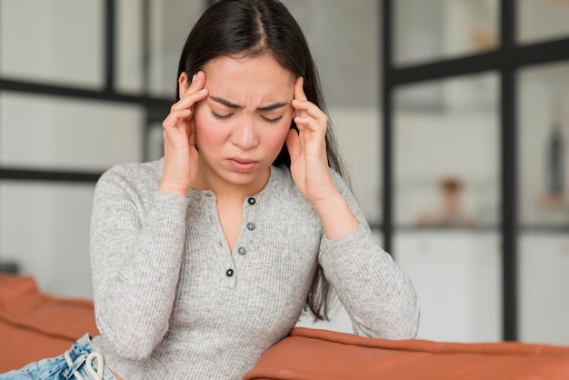 Woman having headache