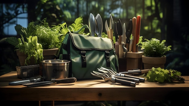 Фото Подготовленный для садоводства набор инструментов