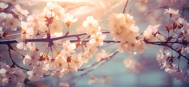 Photo cherry blossom in spring vintage toning soft focus