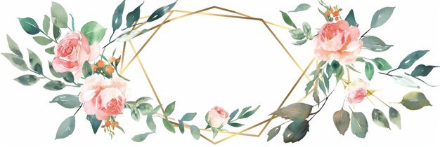 Photo delicate floral wreath frame with geometric accents generative ai