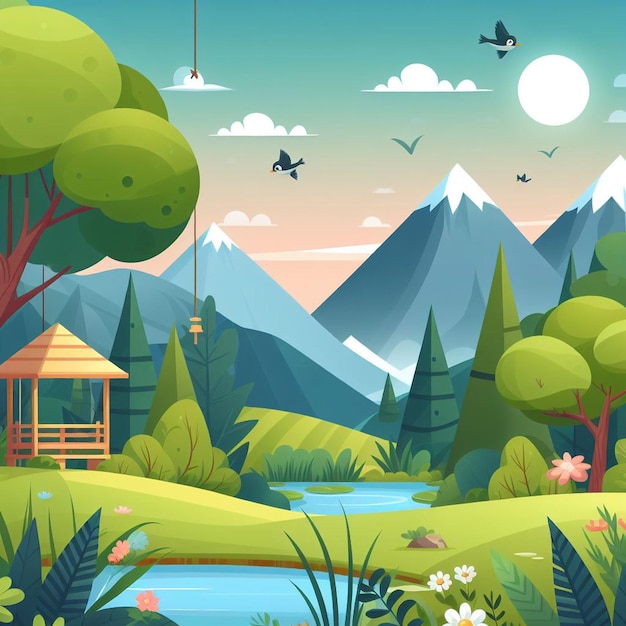 Photo a flat nature background vector illustration