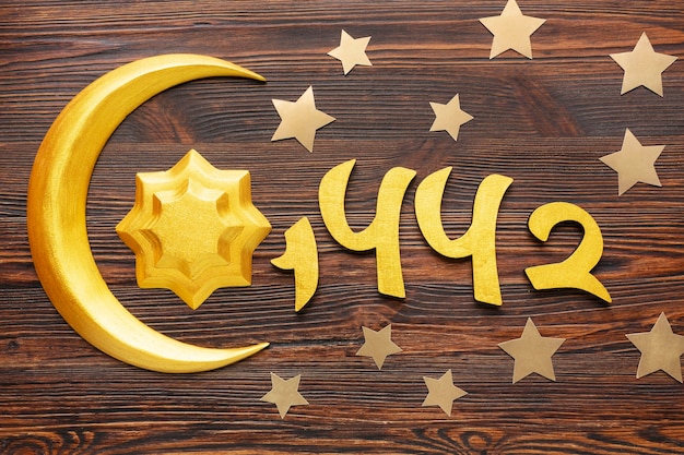 Islamic new year decoration with star and moon symbol