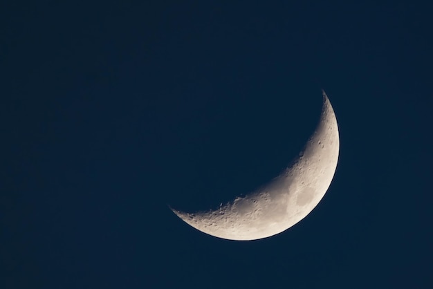 Photo low angle view of moon against clear sky at night