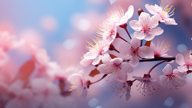 Photo Selective focus view of beautiful cherry blossoms in a garden captured generated by AI