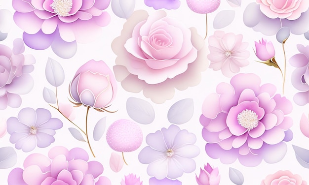 Photo seamless pattern with pink roses