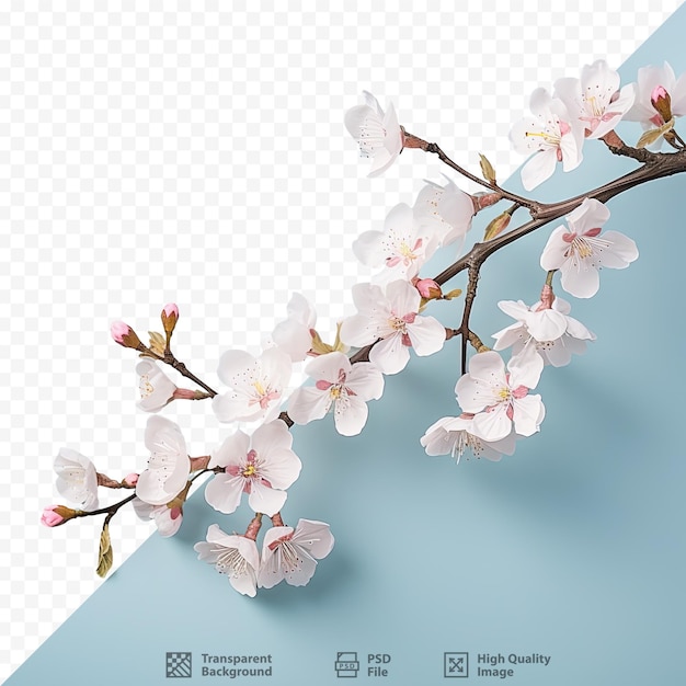 PSD closeup of blooming white sakura flowers