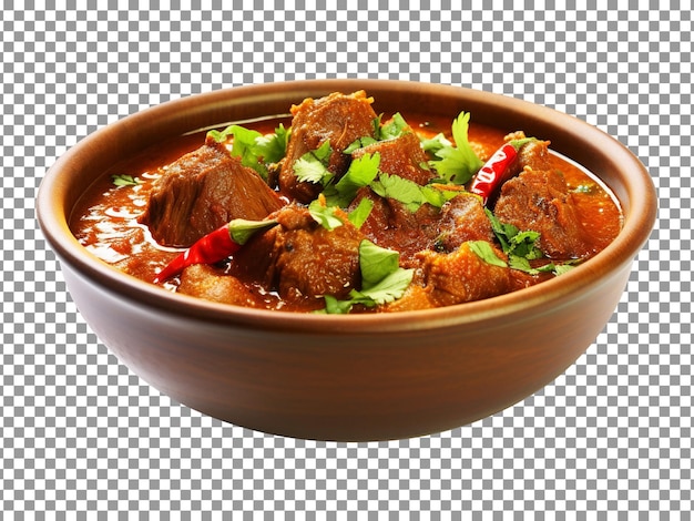 PSD bowl of tasty steamed mutton curry bowl isolated on transparent background
