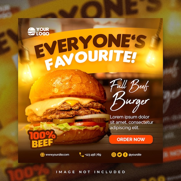 PSD food social media banner post and flyer template