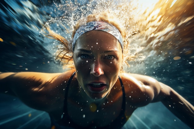 Close-up op atleet zwemmen