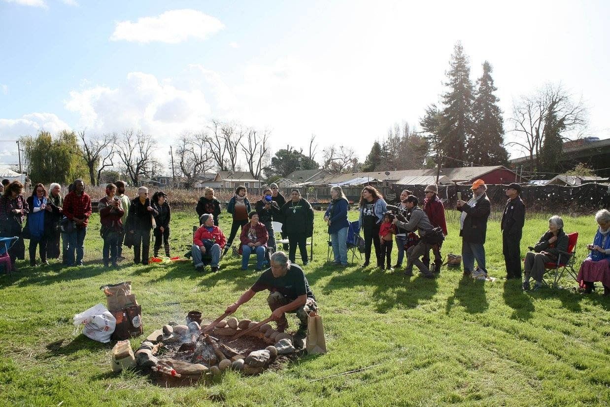 The land-honoring ceremony on the Oakland plot given to the Sogorea Te Land Trust by Planting Justice.