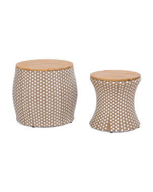 Set Of 2 Woven Outdoor Tables