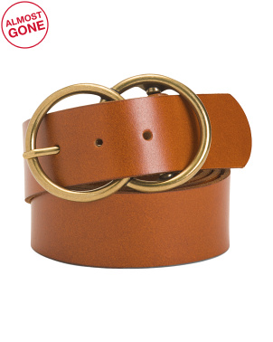 Leather Double Circle Buckle Belt