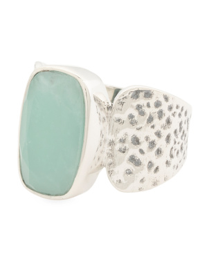 Made In India Sterling Silver Amazonite Pebbled Ring