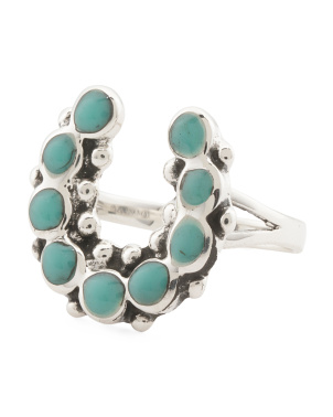 Made In Mexico Sterling Silver Turquoise Horsehoe Ring