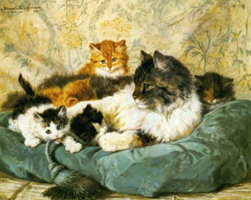 A Cat and Her Kittens (500x398, 226Kb)