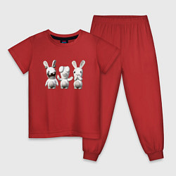 Пижама хлопковая детская Rayman Raving Rabbids - characters, цвет: красный