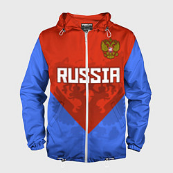 Ветровка с капюшоном мужская Russia Red & Blue, цвет: 3D-белый