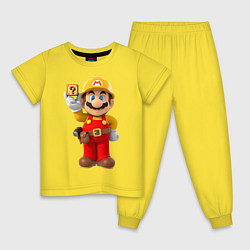 Пижама хлопковая детская Super Mario, цвет: желтый