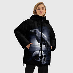 Куртка зимняя женская ЧЕРЕП И ВОРОН, цвет: 3D-красный — фото 2