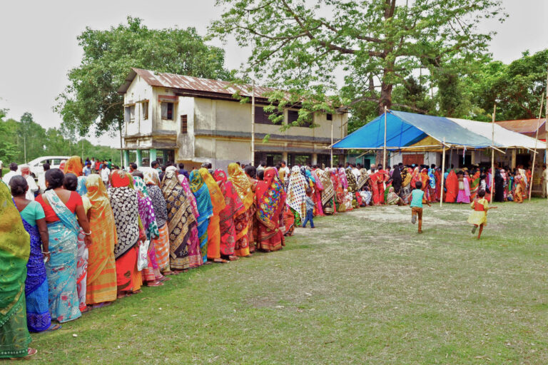 Voters in West Bengal's Dinhata constituency, adjacent to Bangladesh, in 2016.