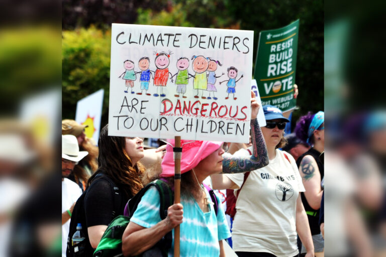 A climate change protest in the U.S. in 2017.