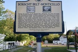 Borscht Belt Historical Marker - placard with info about Monticello