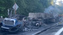 Image for story: I-405 in Renton reopens 9 hours after hit-and-run sparks semi-truck fire