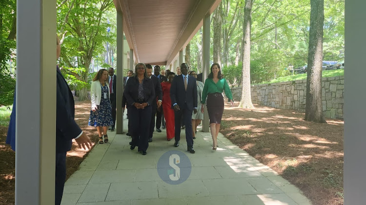 President William Ruto and his entourage arrive the Carter Center in Atlanta, Georgia, May 20, 2024.