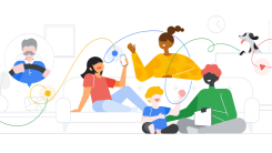Artwork depicting a Google family group