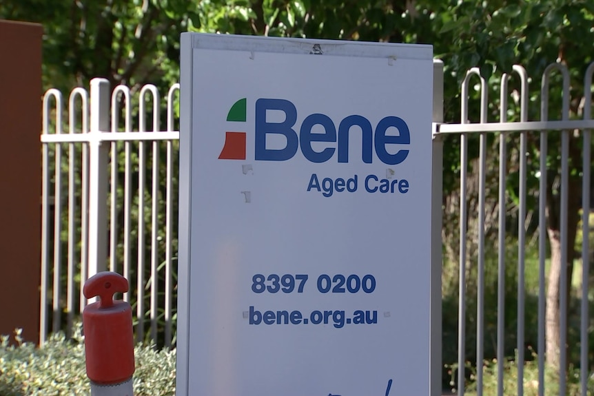 A sign saying Bene Aged Care