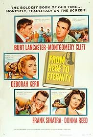 Deborah Kerr, Burt Lancaster, Frank Sinatra, Ernest Borgnine, Montgomery Clift, and Donna Reed in From Here to Eternity (1953)