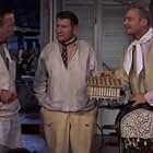 Humphrey Bogart, Peter Ustinov, and Aldo Ray in We're No Angels (1955)